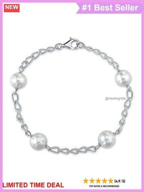9.0-9.5mm Freshwater Pearl Sterling Silver Bracelet Set for Women